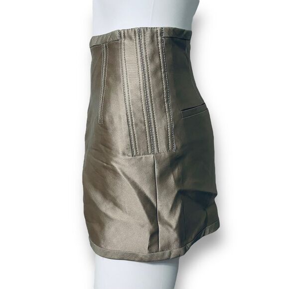 Chloé Metallic Silk High Rise Lace-Up Shorts Gris Vert Size 36 US 5 - Picture 7 of 14